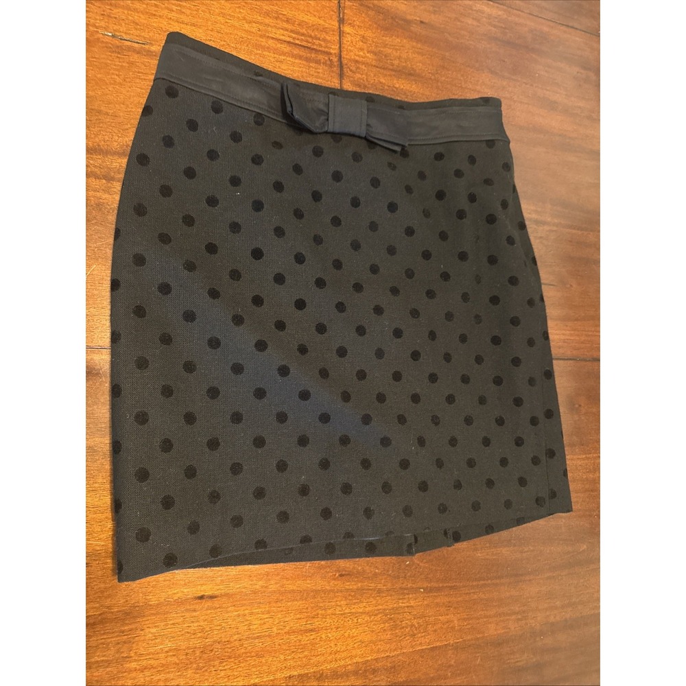 LOFT Petites‎ Black Polka Dot Mini Skirt with Bow Size 6P
